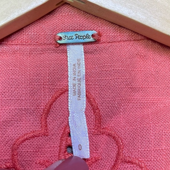 Free People in Dreamland Crochet Knit Dress Coral Size 0 Boho Hippie Artsy Flowy - Picture 4 of 13